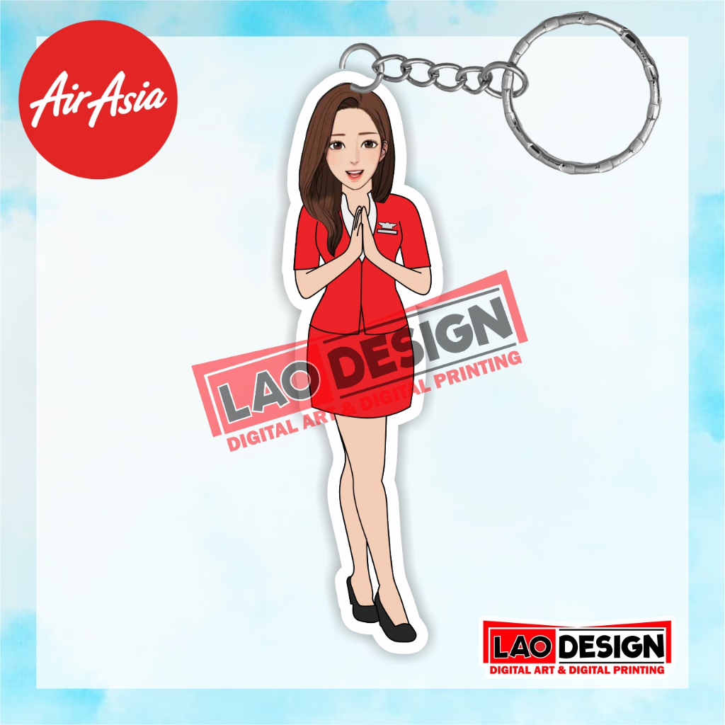 Gantungan Kunci Pramugari Air Asia - Gantungan Kunci Akrilik - Maskapai Air Asia  - Gantungna Kunci 