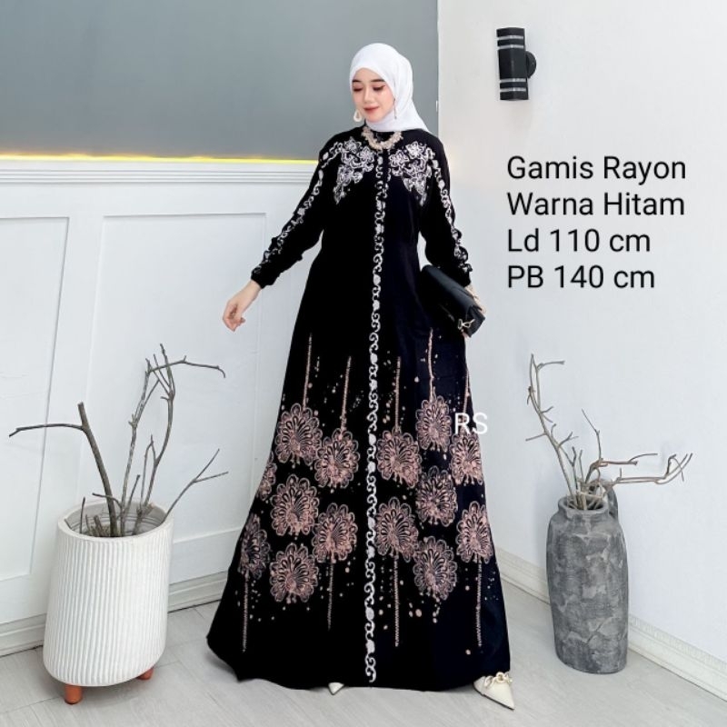 GAMIS RAYON BUNGA GRIYA HASNA GAMIS HIJAP SYAR.I ELEGAN GAMIS CAP CANTIK MODEL BAGUS