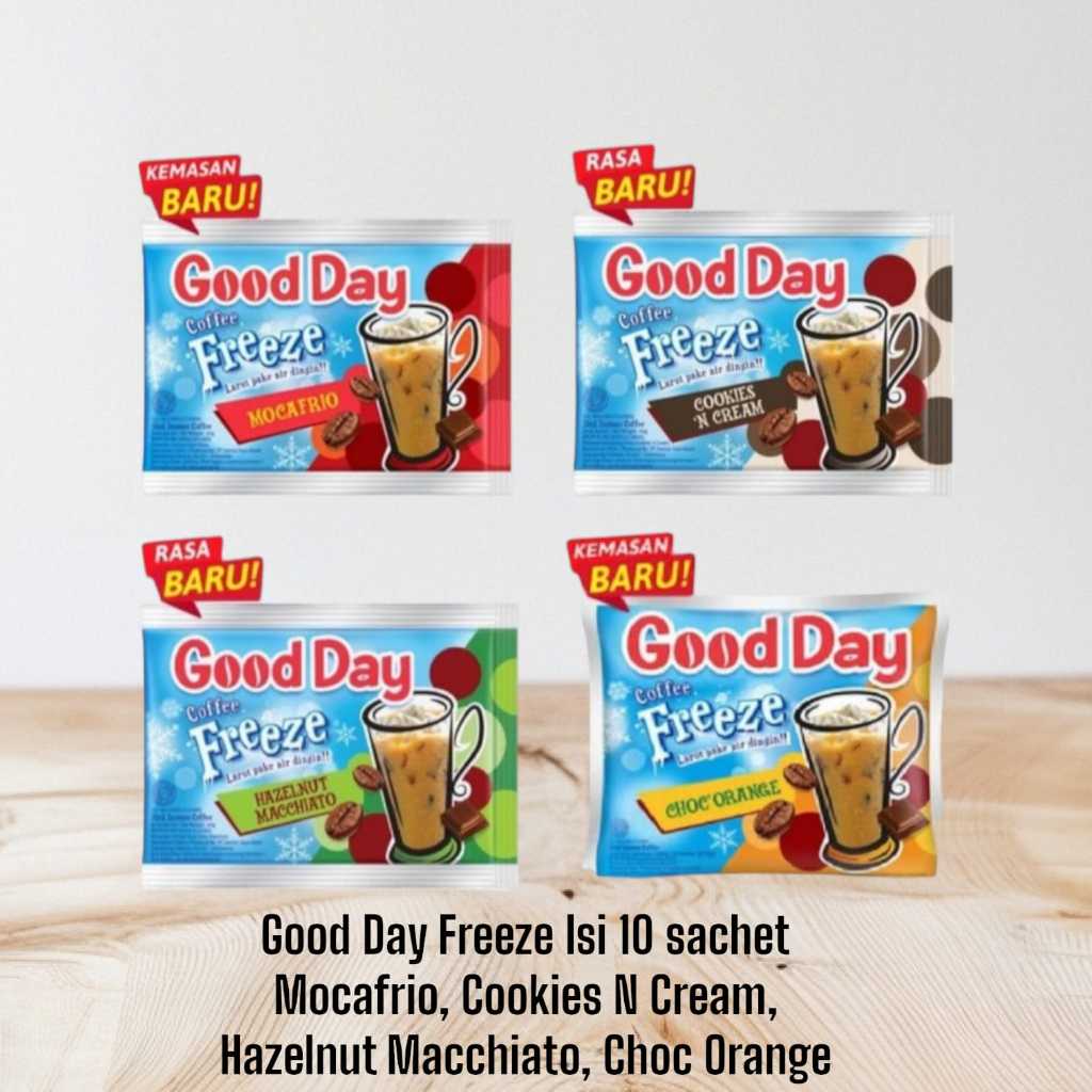 

GOOD DAY FREEZE 30GR / MOCAFRIO / COOCKIES N CREAM / HAZELNUT MACCHIATO / CHOC ORANGE /GOODDAY