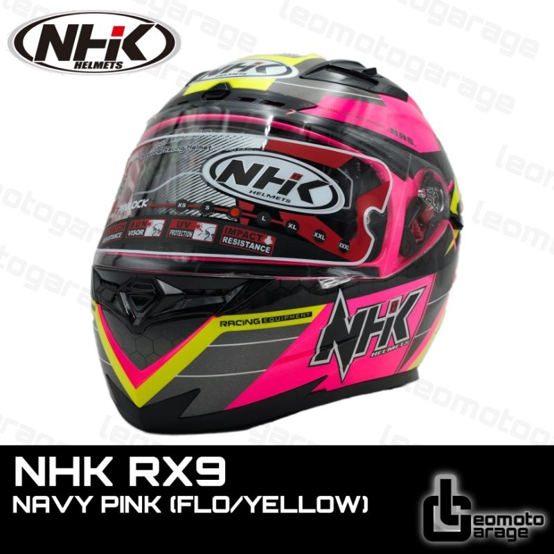 NHK RX9 NAVY PINK (FLO/YELLOW) HELM FULL FACE