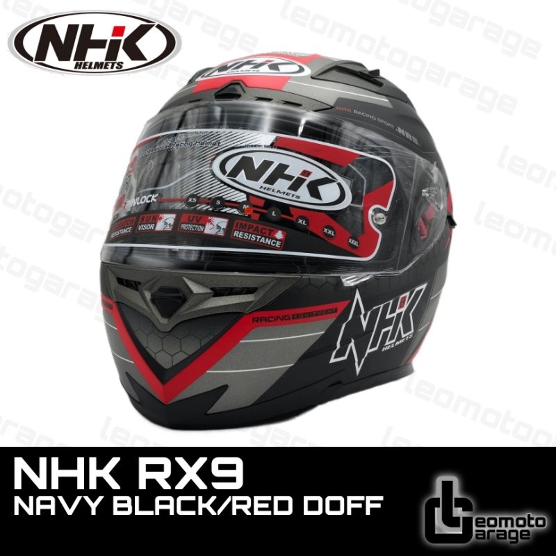 NHK RX9 NAVY BLACK/RED DOFF HELM FULL FACE