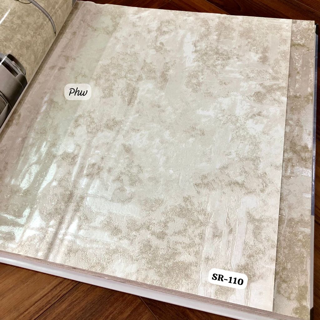 Wallpaper Dinding Motif Cat Abstrak Semen Abu Cream Glitter Seroenie