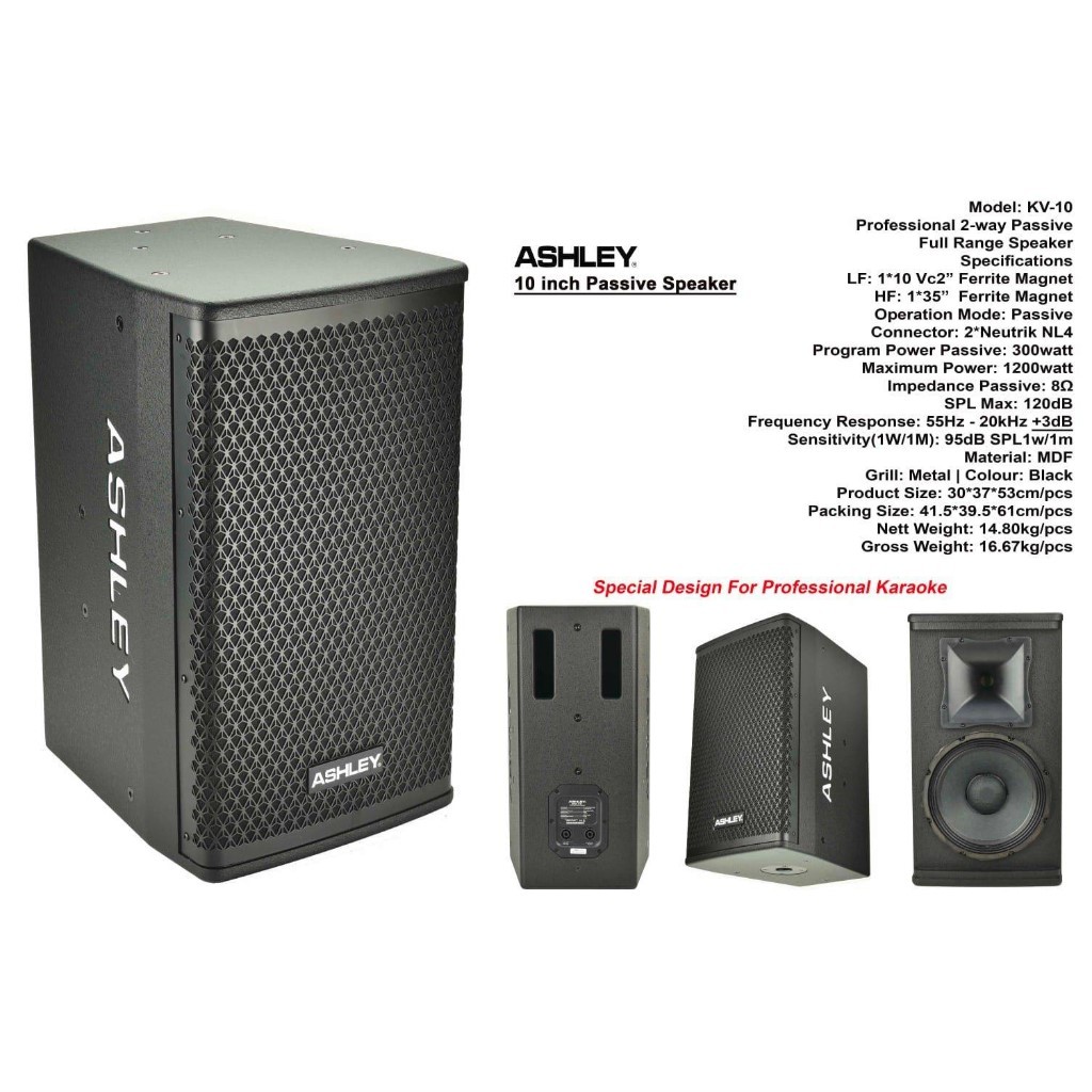 Speaker Pasif Ashley KV 10 Original 10 inch