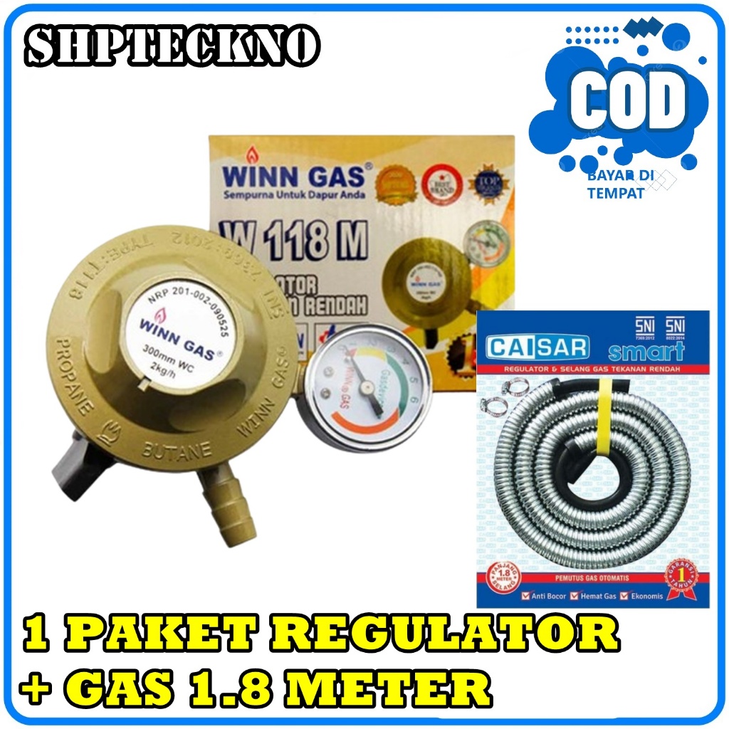 PAKET SELANG REGULATOR WINN GAS 118 M + SELANG GAS 1.8 METER
