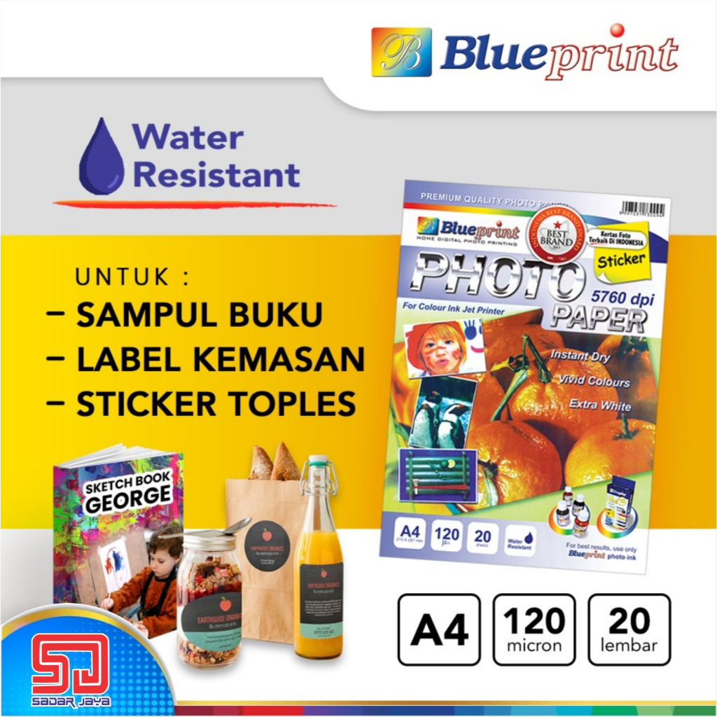 

Blueprint Kertas Sticker Glossy A4 120gsm Paper Stiker Photo Kemasan