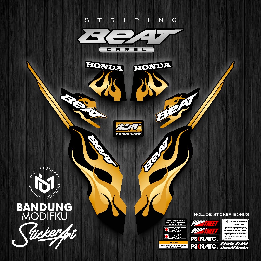 STRIPING STICKER MOTIF 22 / HONDA BEAT KARBU / BANDUNG MODIFKU / BETCARBU / STICKER VARIASI