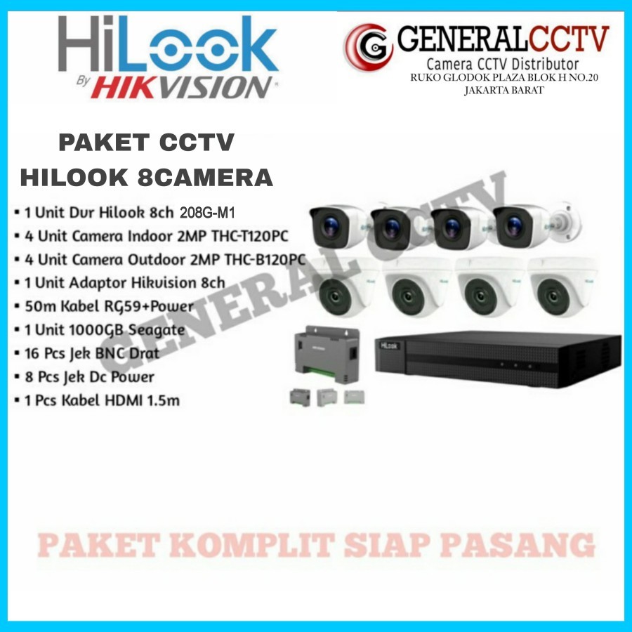 Paket Cctv Hilook 8 Camera 2 MPTurbo HD Paket Komplit Tinggal Pasang