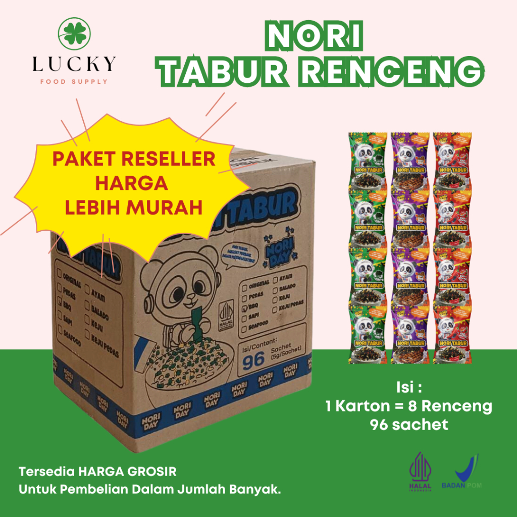 

NORIDAY - Nori Tabur Renceng Rumput Laut Paket Reseller Harga Grosir