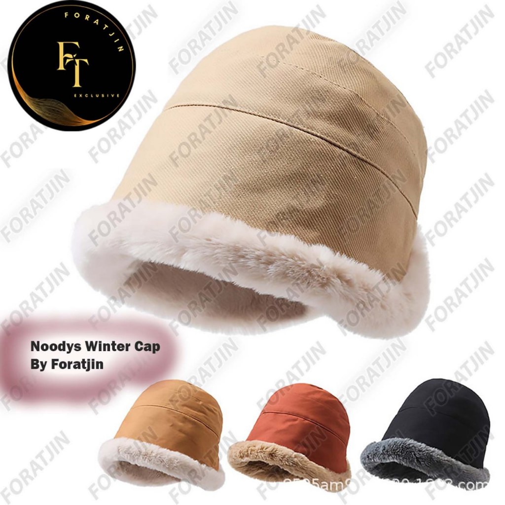 Foratjin-Topi Bucket Bulu Korea Topi Ember Noodys Unisex Dewasa