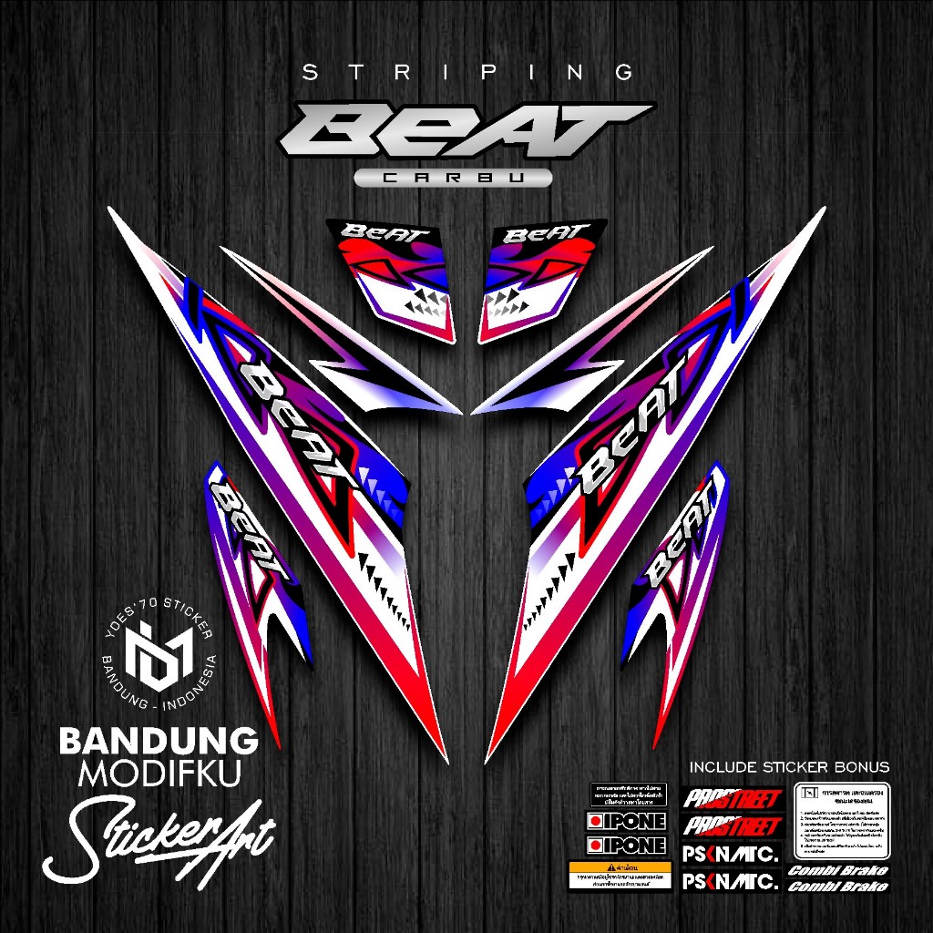 STRIPING STICKER MOTIF 30 / HONDA BEAT KARBU / BANDUNG MODIFKU / BETCARBU / STICKER VARIASI