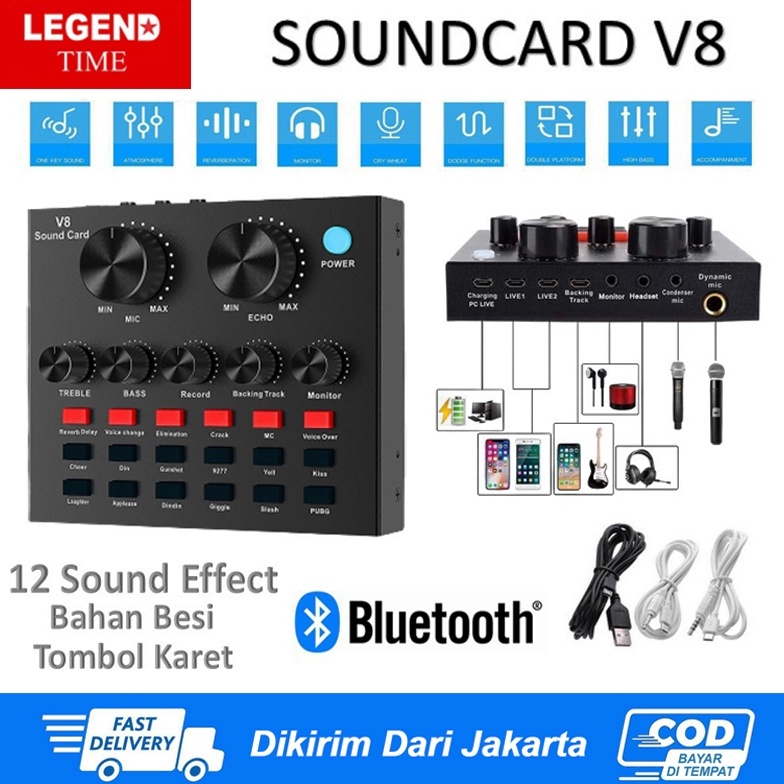 Live soundcard v8 mixer external sound card V8 audio microphone live singing p UY2