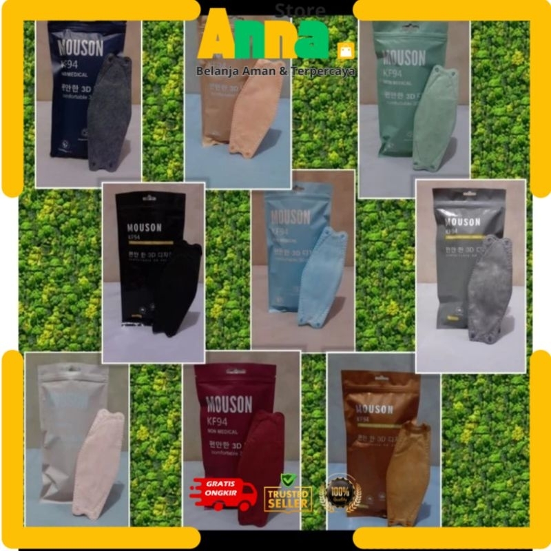 MASKER KF94 4PLY | MASKER KF94  MOUSON / ONCARE / HIJAB HEADLOOP 10 PCS