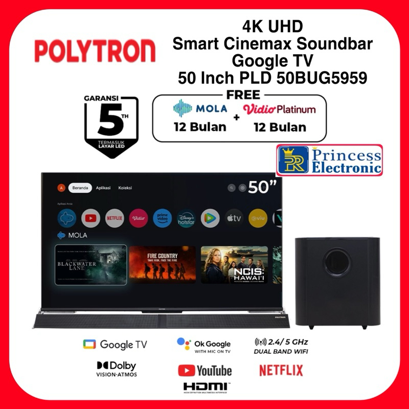 POLYTRON Android TV 4K Cinemax Soundbar 50″ PLD 50BUG5959