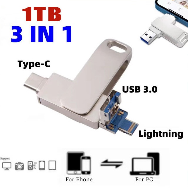 Flashdisk 1TB Flash drive otg Typec ios lightning hp 128G 1TB Drive for iPhoneAndroidPC iosTypecUSB 