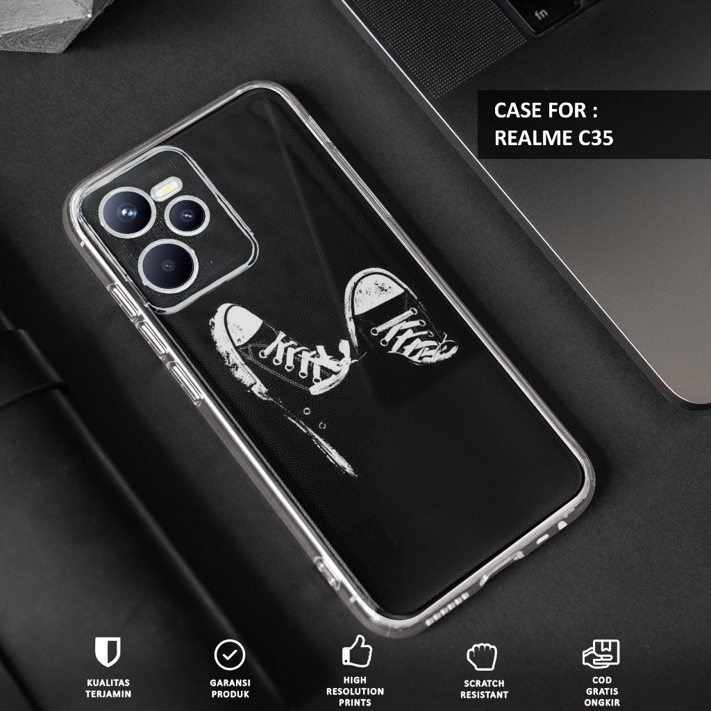 Case REALME C35 - Casing REALME C35 Motif SPOKAT - Softcase Premium Fourside - Bening Transparant - 