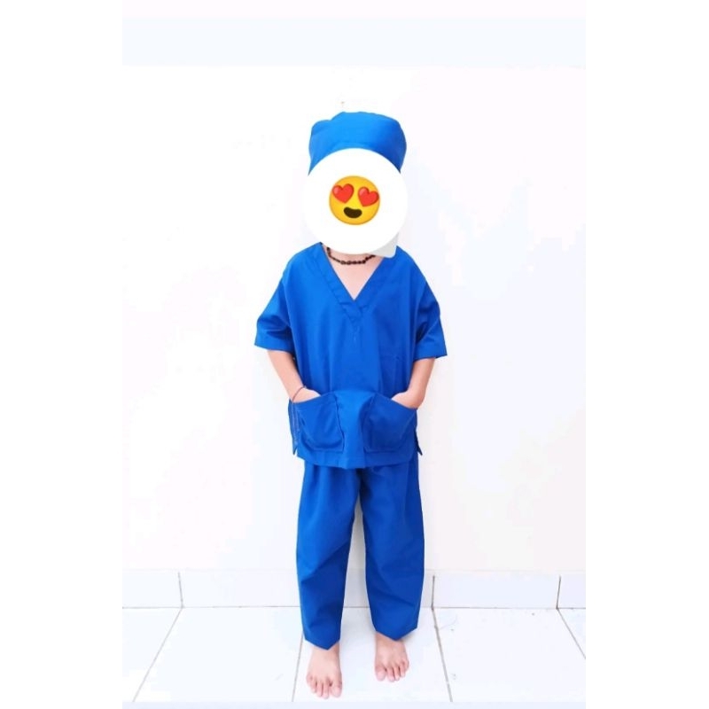 BEST SELLER BAJU PROFESI DOKTER ANAK TANGAN PENDEK - BAJU DOKTER KECIL - KOSTUM PROFESI ANAK SD / TK