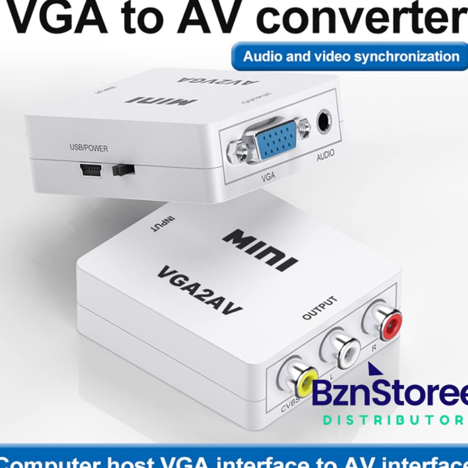 KODE J85Y VGA2AV  CONVERTER VGA FEMALE TO AV FEMALE MINI  KABEL USB 5 PIN MALE  VGA2AV VGA to RCA CO