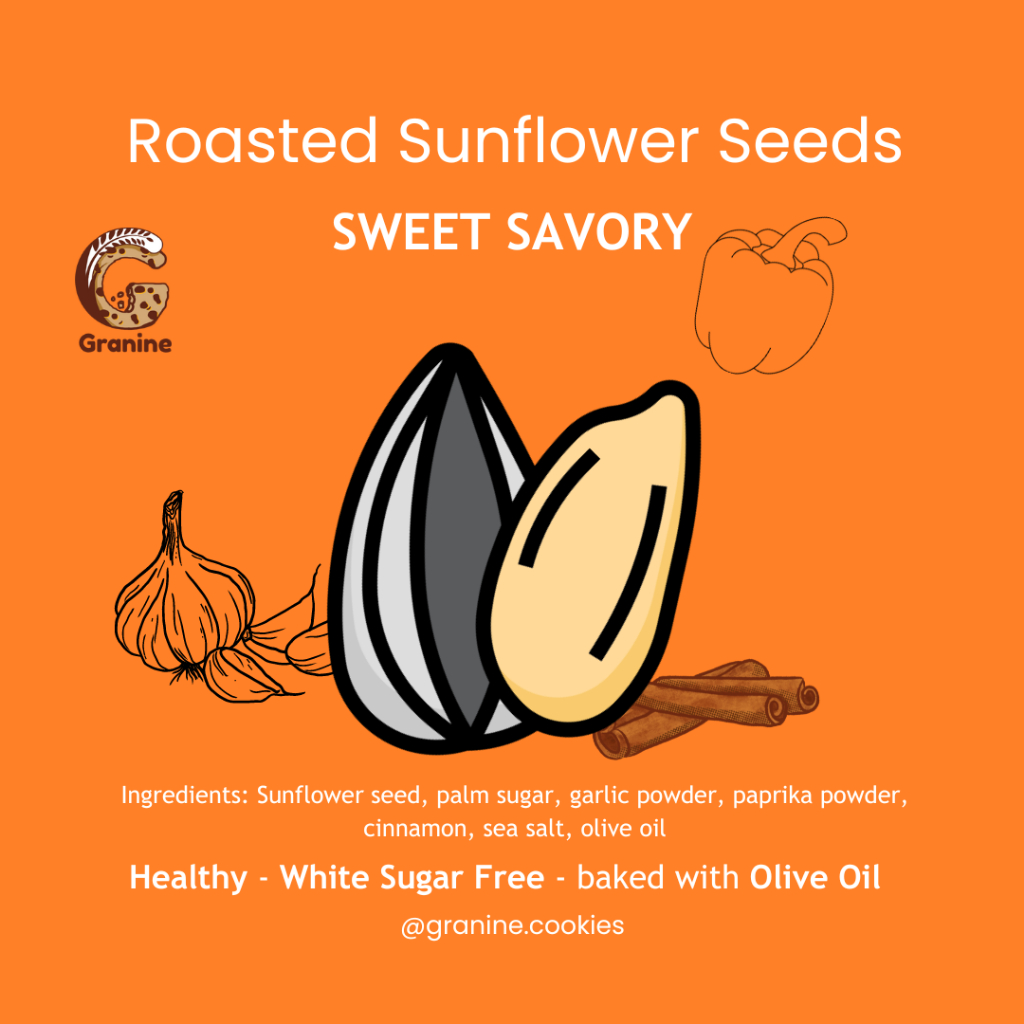 

Roasted Sunflower Seed Flavored / Kuaci Panggang Biji Bunga Matahari Berbumbu - 50gr by Granine