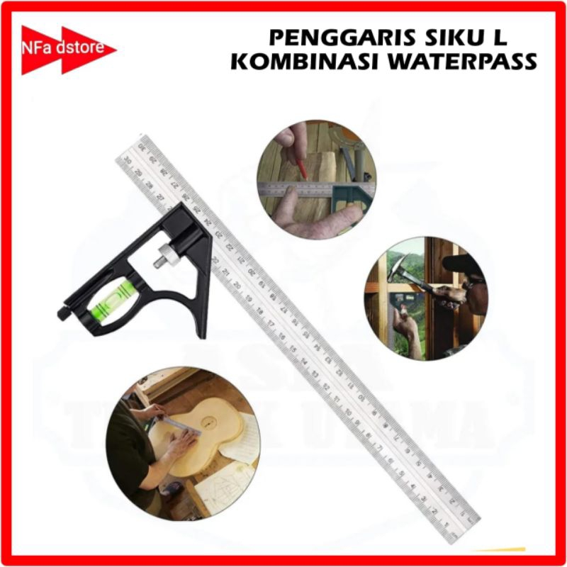 

Penggaris Siku L Kombinasi Waterpass Combination Square Ruler Sudut
