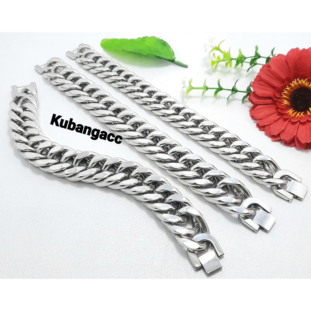 Gelang Rantai Titanium Pria 20mm Gelang Titanium Besar Jumbo Anti Karat Anti Luntur
