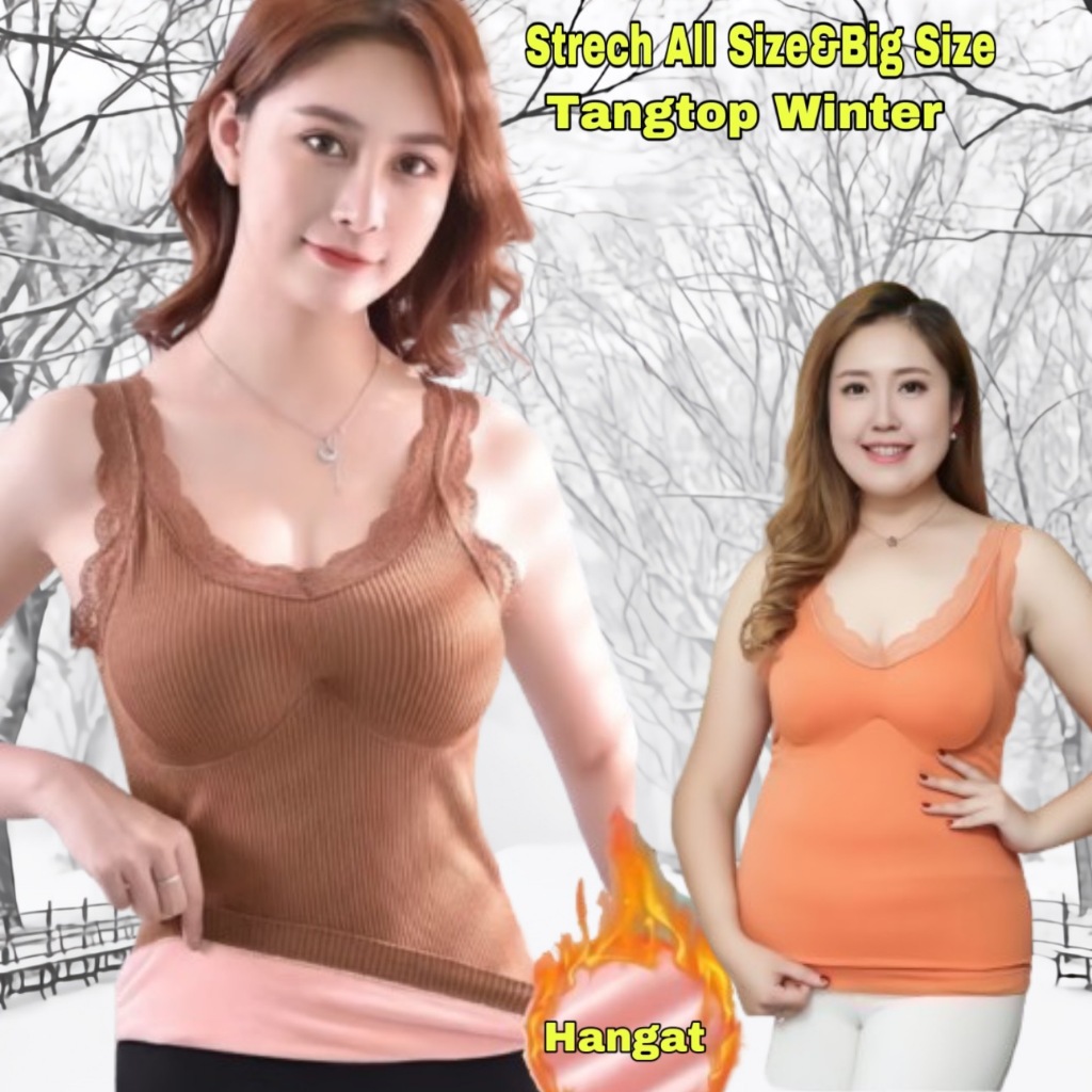 Tengtop wanita tangtop tenktop winter musim dingin salju tebal hangat wanita