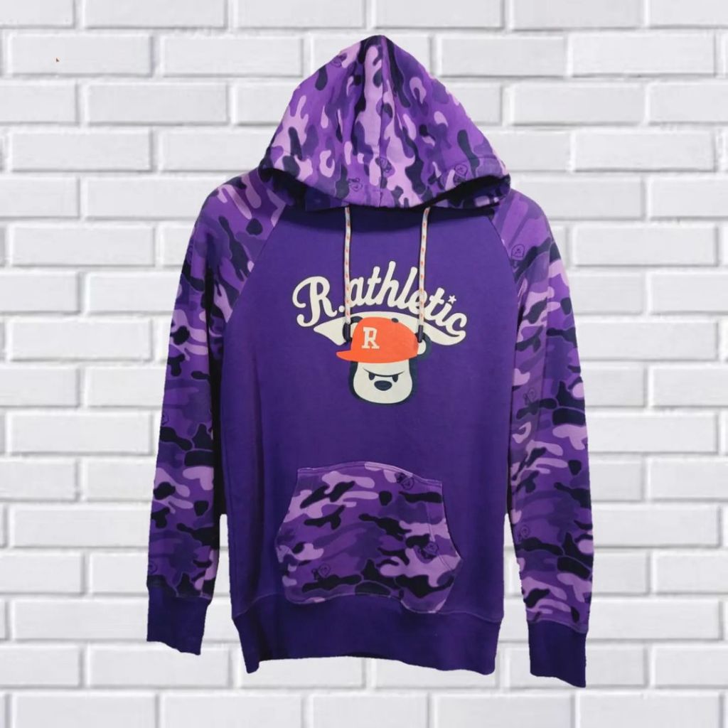 SWEATER HOODIE BASEBALL CAMO BY R.ATHLETIC BASEBALL, SIZE M (SECOND BRANDED) UNGU, HD0039