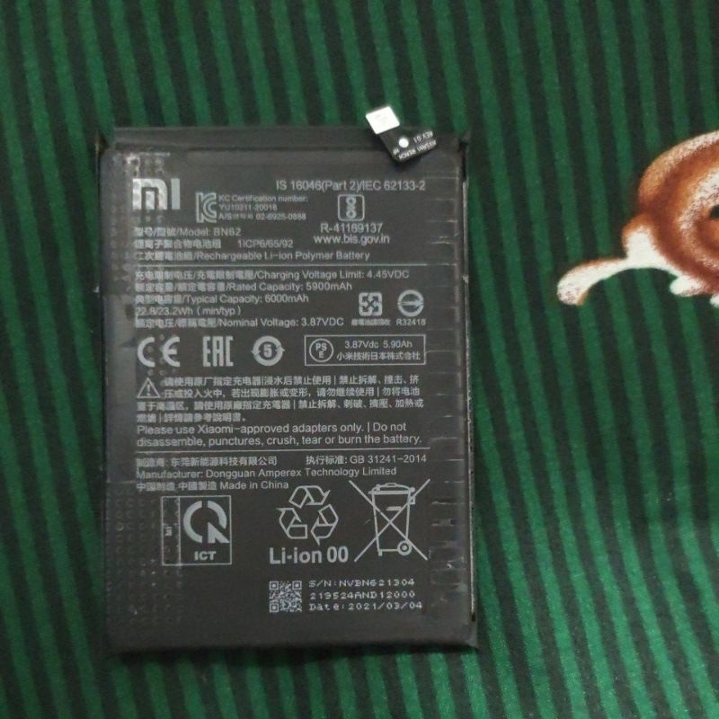 BATERAI  redmi 9t POCO M3 BN62 ORI COPOTAN