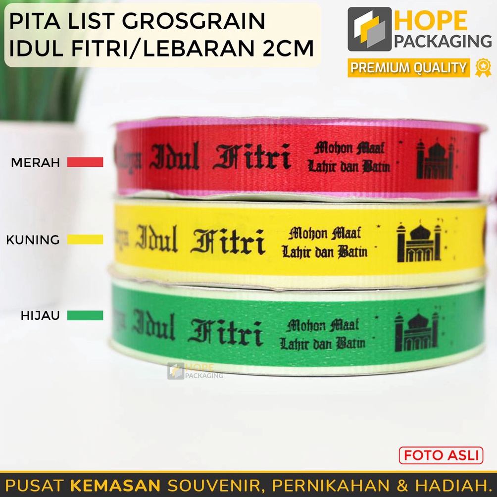 

MURMER Pita Roll List Grosgrain 2 cm dan 38cm Pita Idul FitriLebaran Souvenir Parcel Muslim