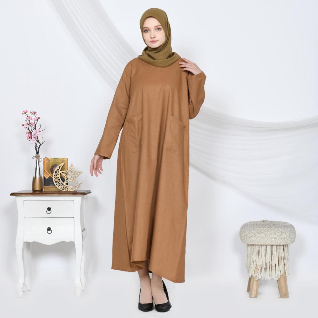 Dress Linen Premium - Gamis Polos Simple