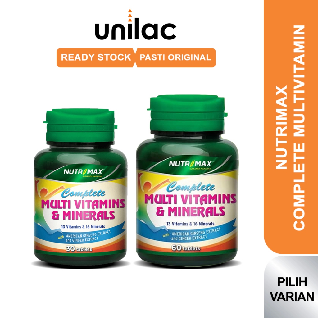 (30/60 Tablet) Nutrimax Complete Multivitamin dan Mineral dengan Ekstrak Ginseng