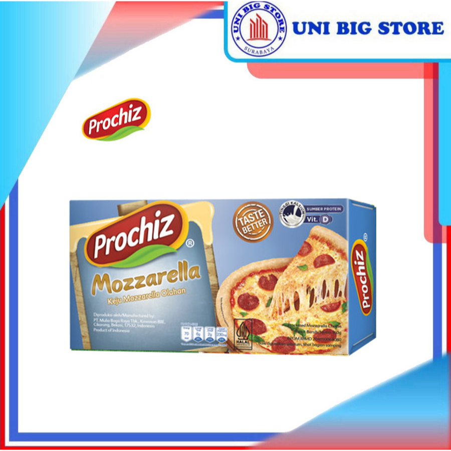 

Prochiz Keju Moza Mozzarella 160 gr Quick Melt Mozarella Mozarela Cheese Blok Kotak