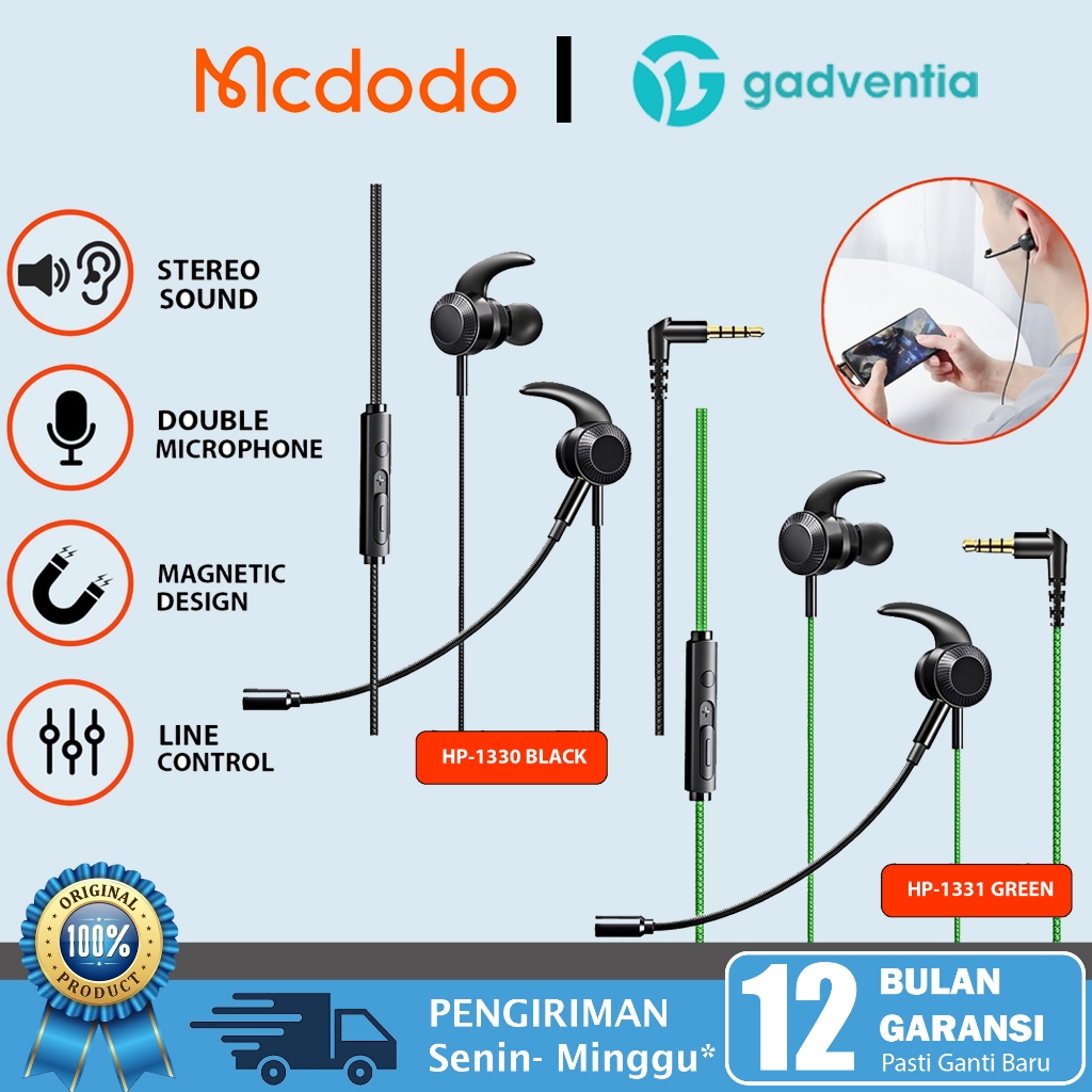 Mcdodo Hp-133 Kabel Handsfree Earphone Headset Gaming Microphone Jack 3.5mm Type C Android Oppo Vivo