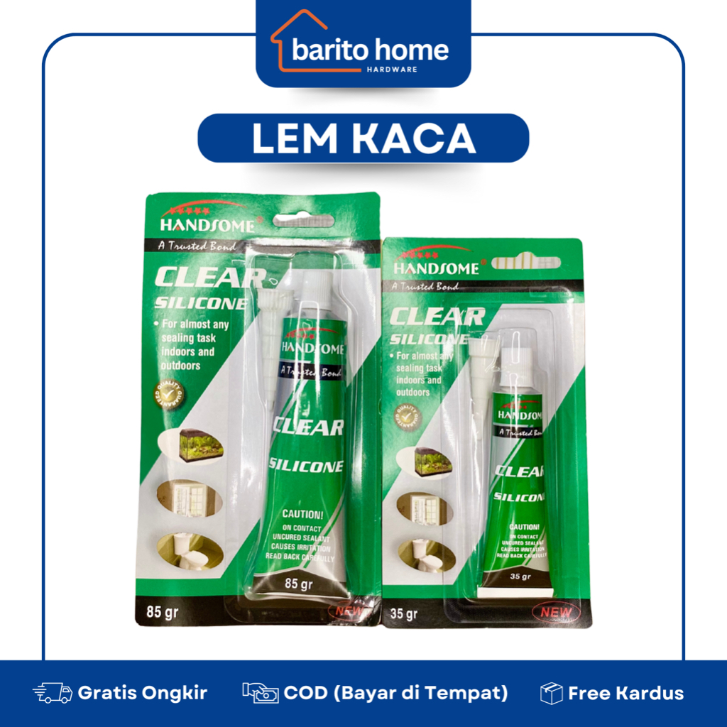 HANDSOME Lem Kaca Silikon 35gram 85gram / Lem Aquarium Besar Kecil / Lem Clear Silicone Sealant Tube