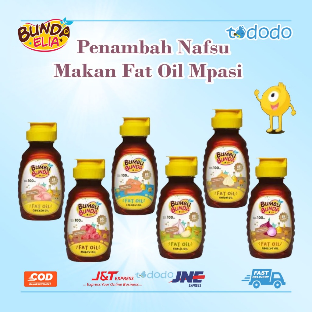 

Penambah Nafsu Makan Berat Badan Anak Bumbu Bunda Elia Fat Oil / Minyak MPASI / BB Booster MPASI / Lemak MPASI / Lemak Bayi