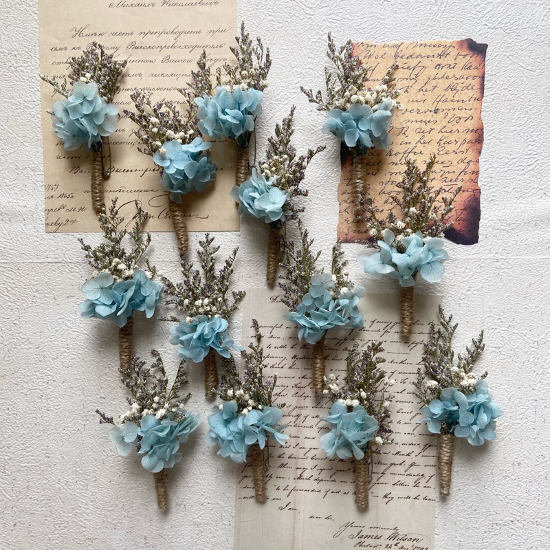 corsage biru boutonniere biru