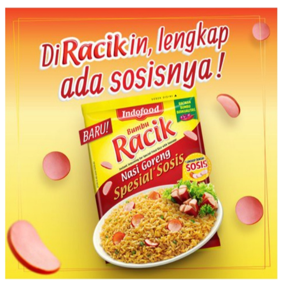 

Indofood Bumbu Racik Nasi Goreng Spesial Sosis per sachet Bumbu Instan Nasgor