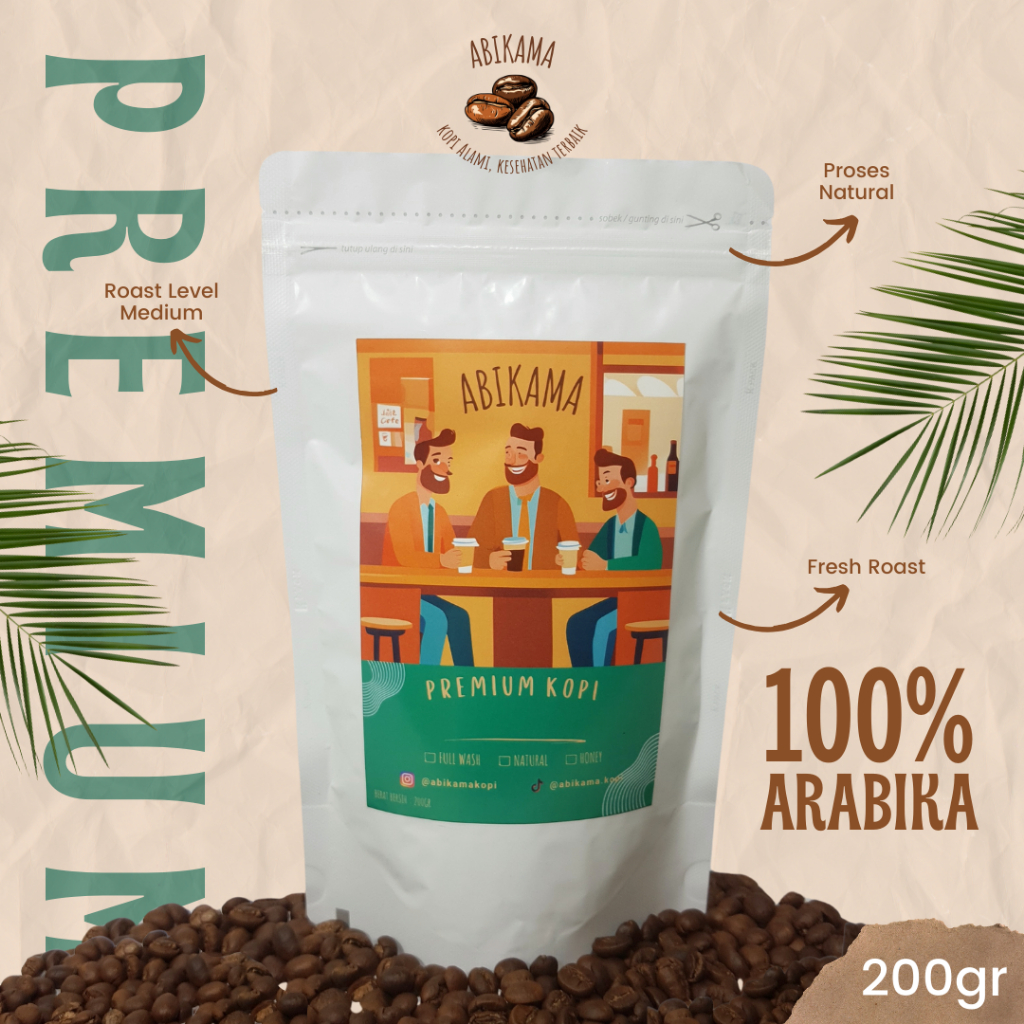 

KOPI ARABIKA PREMIUM 200GR NATURAL BEAN JAWA BARAT | ABIKAMA KOPI (BIJI/BUBUK)