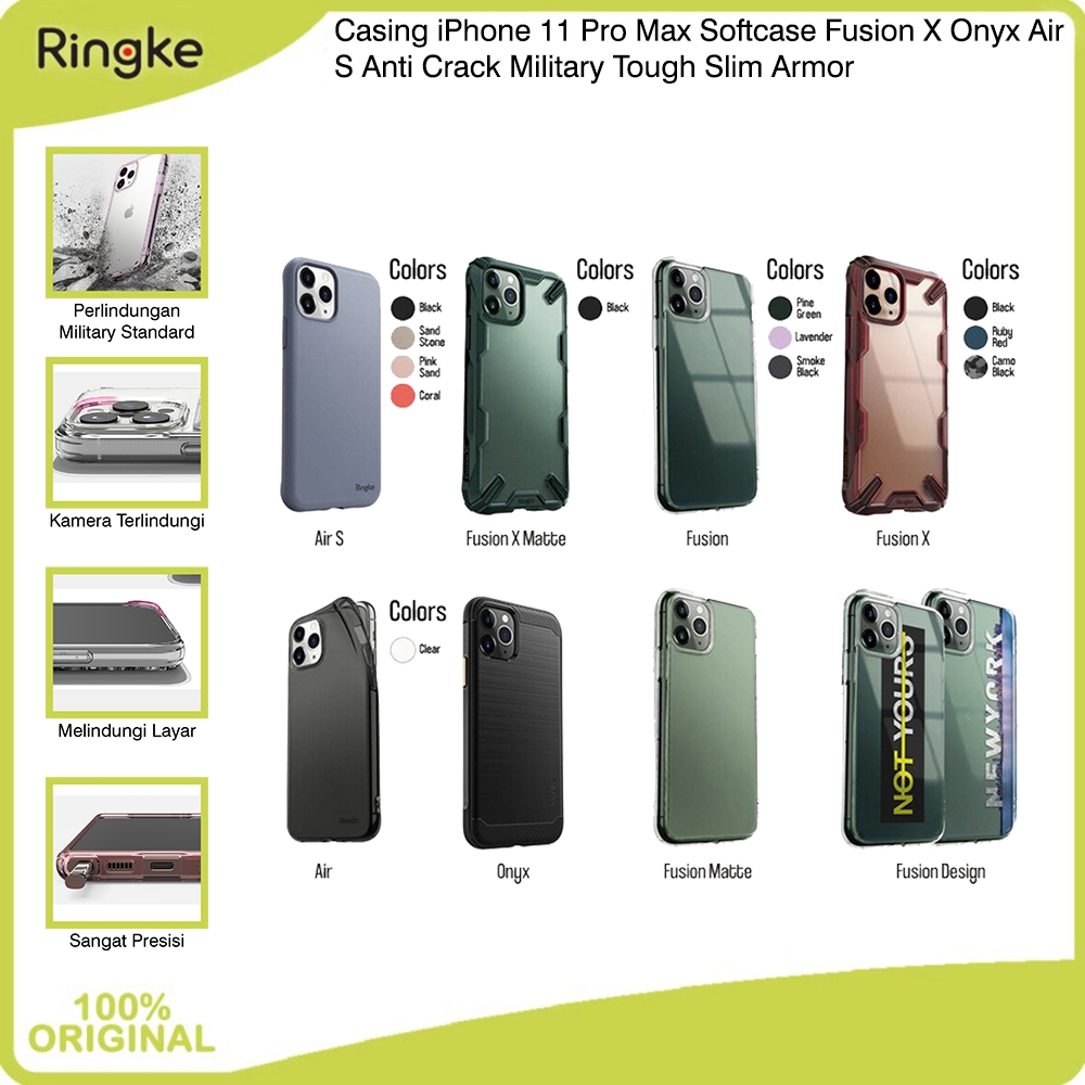 Case Ringke iPhone 11 Pro Max Fusion Onyx Fusion X Matte Air S Casing Softcase Anti Crack Tipis Slim