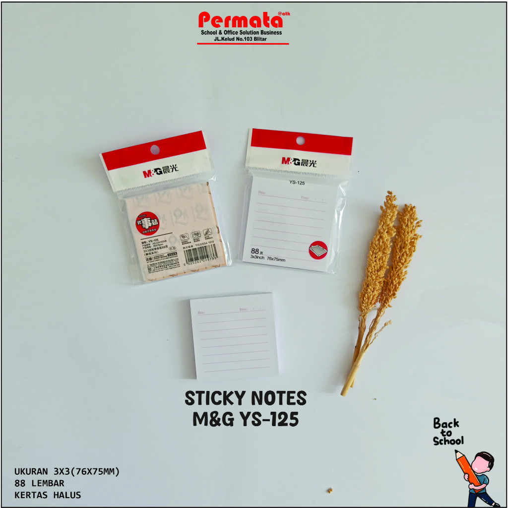 

MEMO STICK NOTE STIKY NOTES BERGARIS M&G Y-125 3X3 INCH