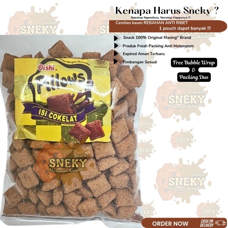 

Oishi Pillows Rasa Coklat Taro Snack Cemilan Kiloan