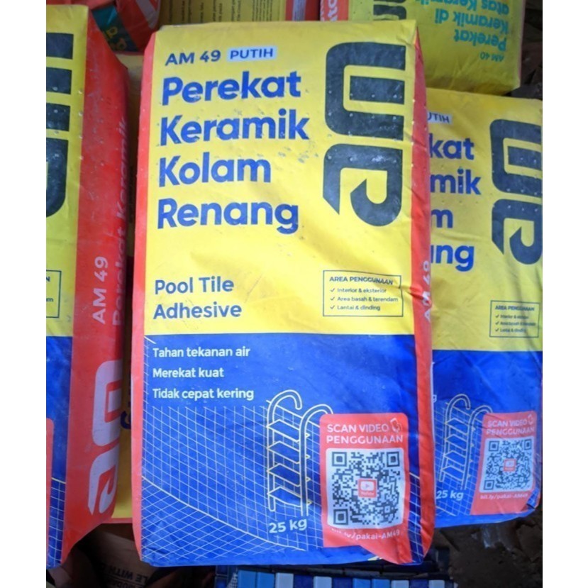 Semen  SEMEN PEREKAT KERAMIK KOLAM RENANG Am Mortar Type AM 49 Kemasan 25 Kg