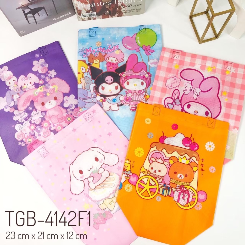 

tas spunbond sanrio tas goodie bag gift bag tas kado kain melody cinnamoroll rillakuma kuromi tas belanja