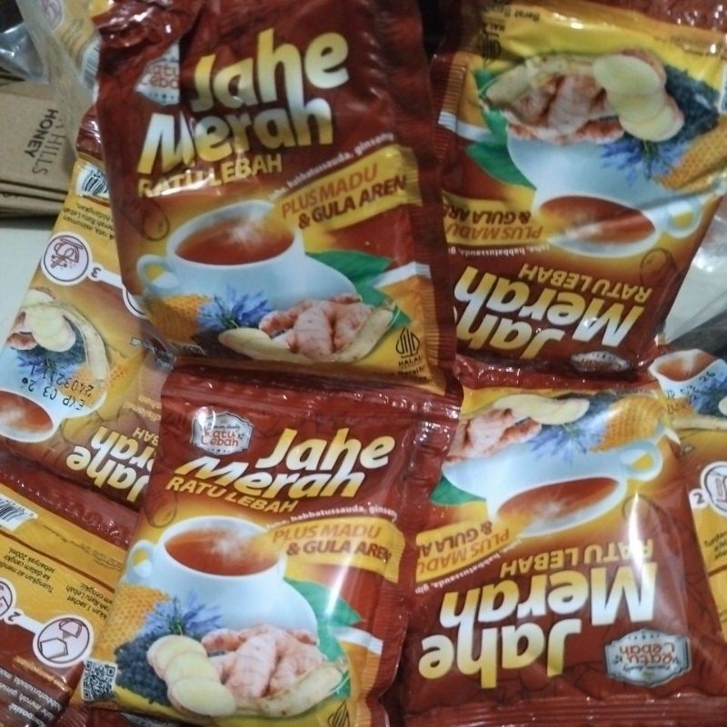 

Jahe merah Ratu Lebah Renceng isi 10 sacet @20 Gram Viral Enak Original 100% Halal Bpom Imunitas hangat masuk angin kembung gula aren herbal