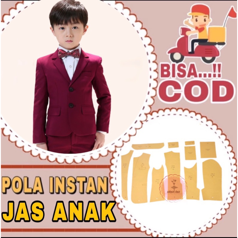 BISA COD ✔️ Pola baju instan jas anak - pola jiplak jas anak - pola jahit jas anak