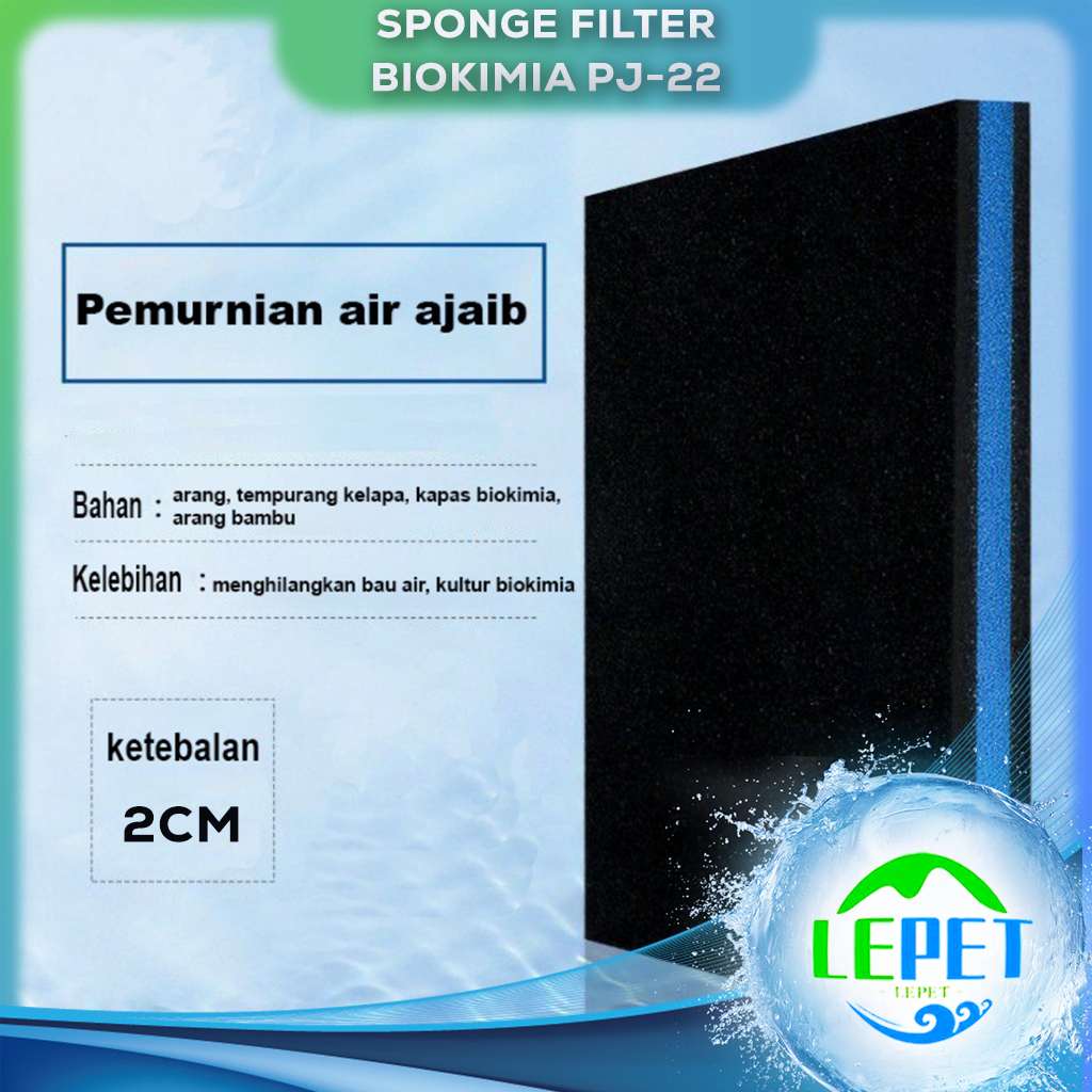 LEPET 9Layers Filter Aquarium PJ22 Spons Tangki Ikan Ada Lem Busa Biokimia