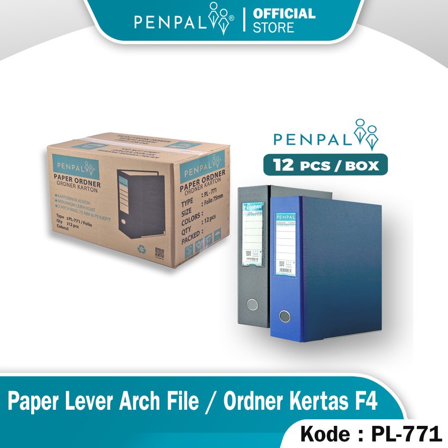 

KODE E9O Penpal Paper Lever Arch File Ordner Kertas F4 PL771