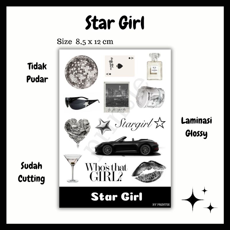 

[1 lbr] kisscut sticker sheet tema star girl
