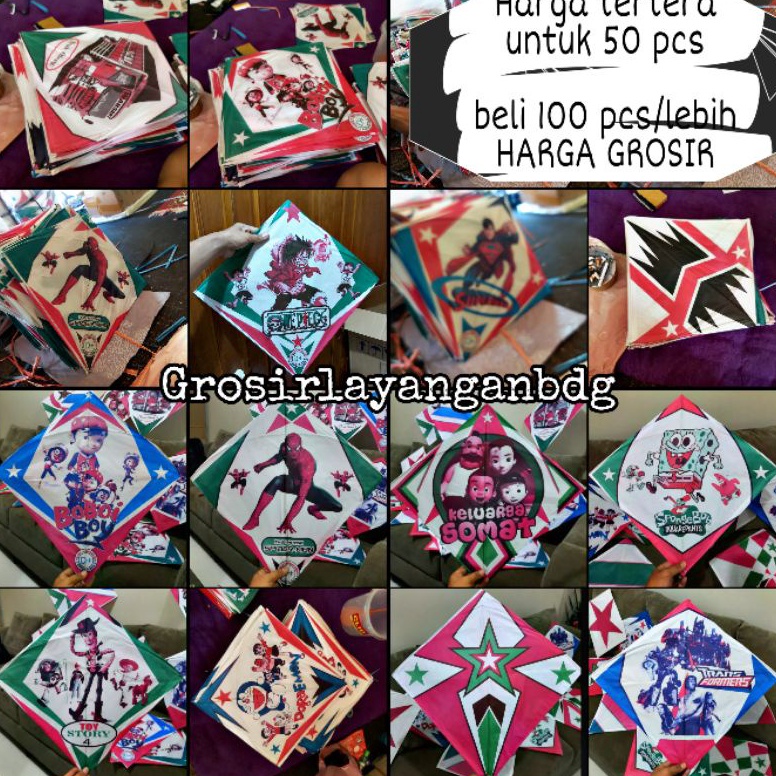 

KODE S4R LAYANGAN SABLON 58 kualitas jabrug kertas mambo uk 48 58 ARKU KERAS harga tertera untuk 5 pcs
