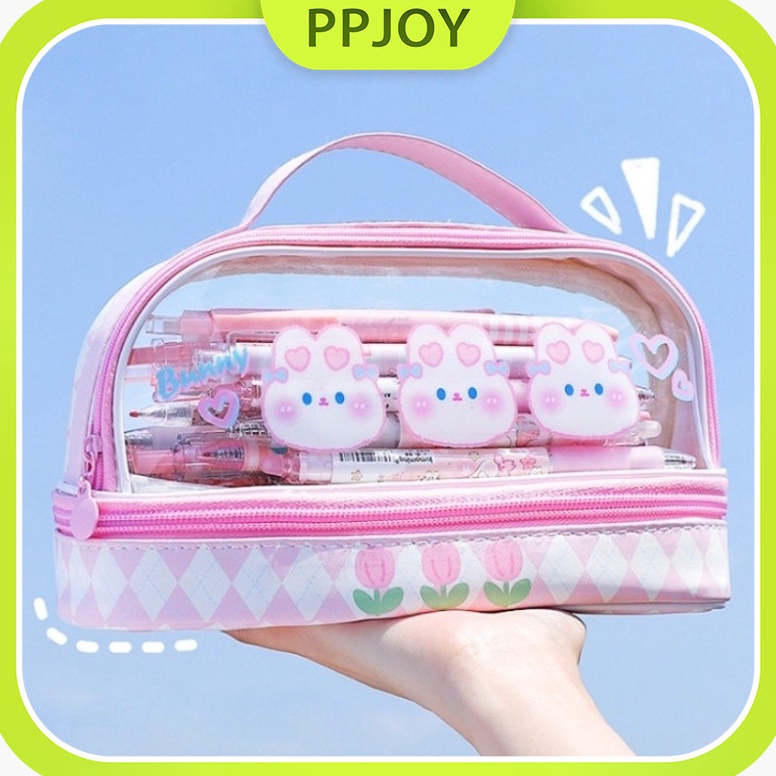 

KODE Q6R3 Tempat Pensil BesarTransparan PVC Pencil Case Tas Pensil Murid LucuKotak Pensil Anak Esthetis Kartun Baru Kapasitas Pen Bag Storage Bag