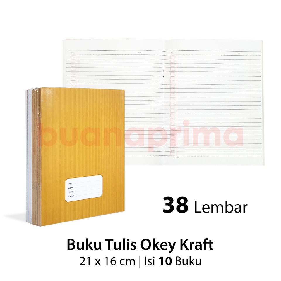 

KODE W4I2 Buku Tulis Pendek Kraft Okey 38 Lembar isi 1 buku Sampul Coklat Notebook Sekolah Kwarto